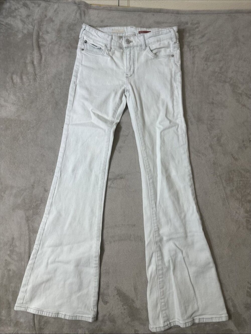 pilcro anthropologie flare jeans womens 25 light wash denim mid rise stretch
